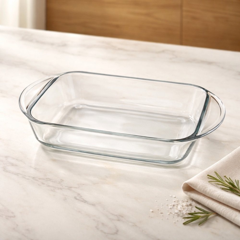 Clear Glass 1QT Rectangular Baking Dish - Transparent With Grey Tint